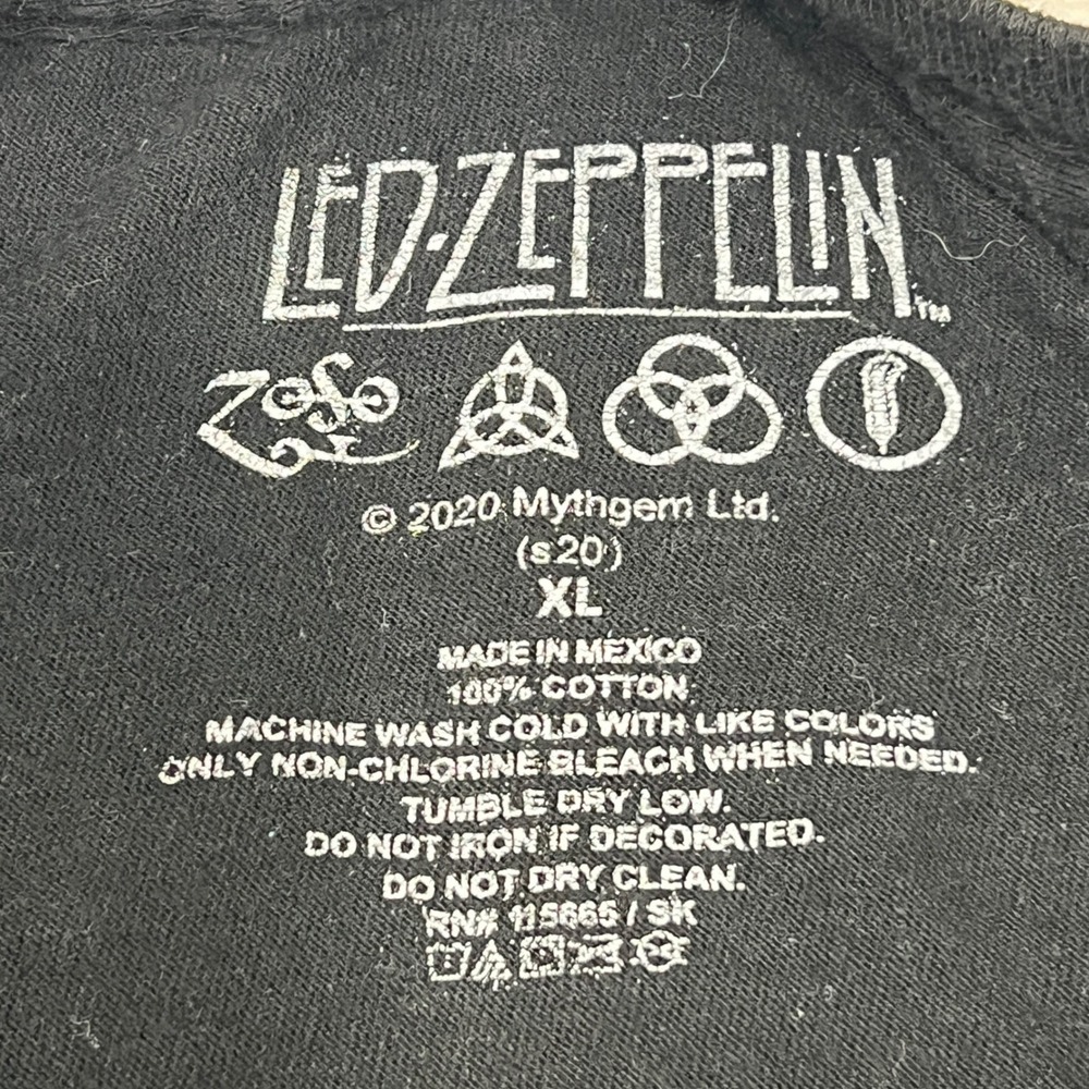 Led Zeppelin Mens XL Black Graphic Tee USA 1977 Tour Icarus Logo Cotton T-Shirt - Picture 4 of 6